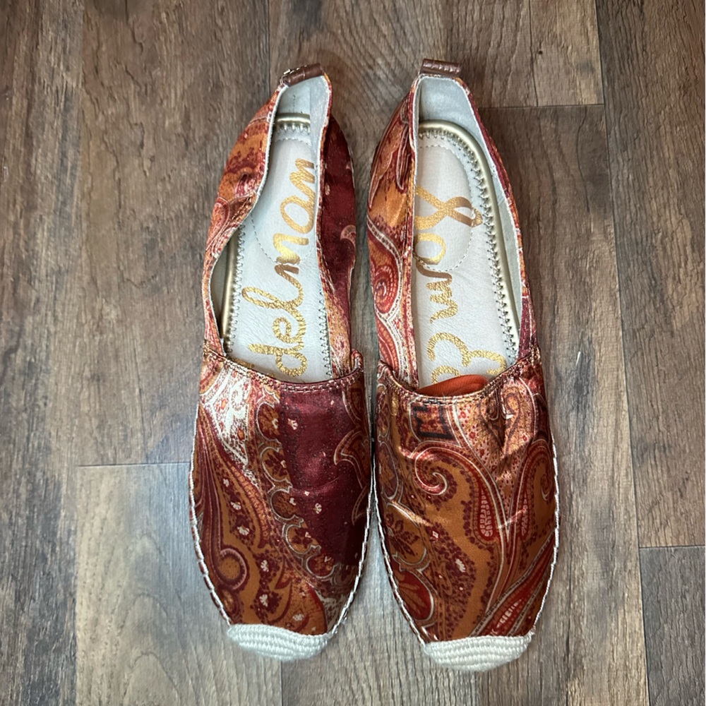 Satin Sam Edelman orange/red loafers